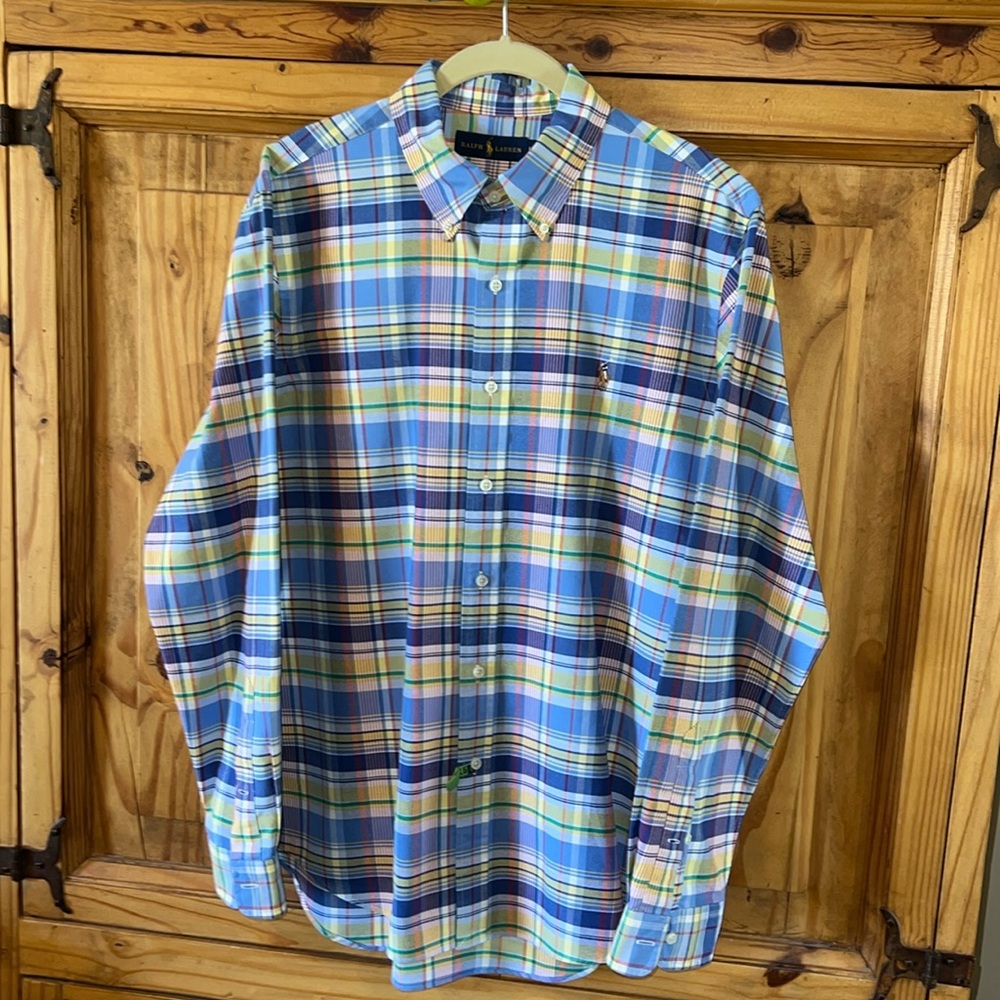 Ralph Lauren long sleeve plaid button down. Size Large. EUC